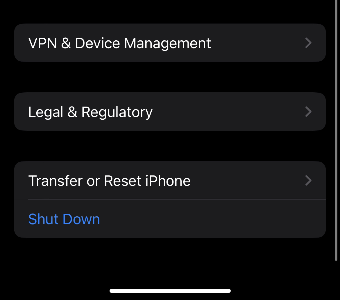 Settings VPN and Device Management
